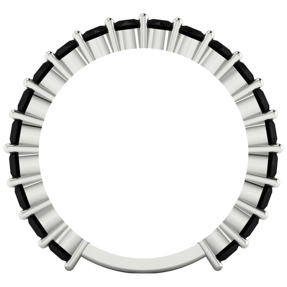 1.2 cttw Natural Onyx Round Cut White Gold Eternity Wedding Band