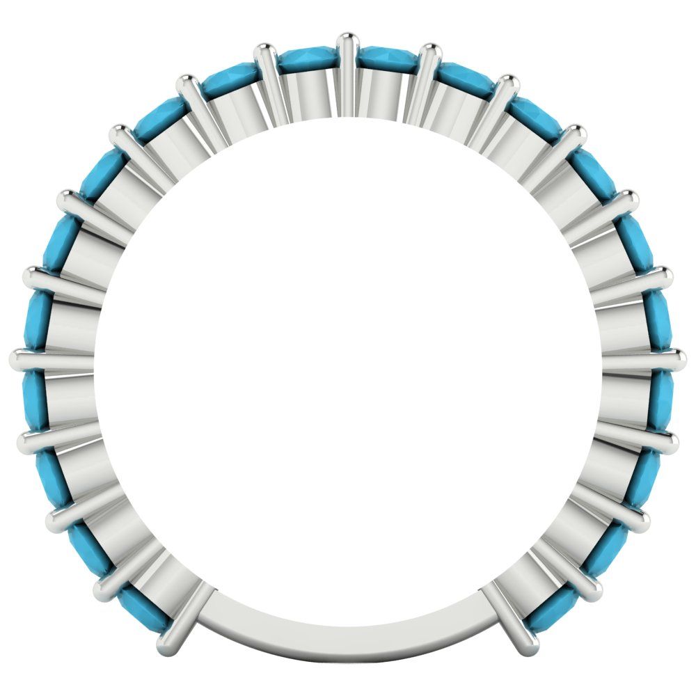1.2 cttw Simulated Turquoise Round Cut White Gold Eternity Wedding Band
