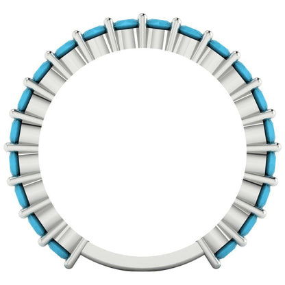 1.2 cttw Simulated Turquoise Round Cut White Gold Eternity Wedding Band