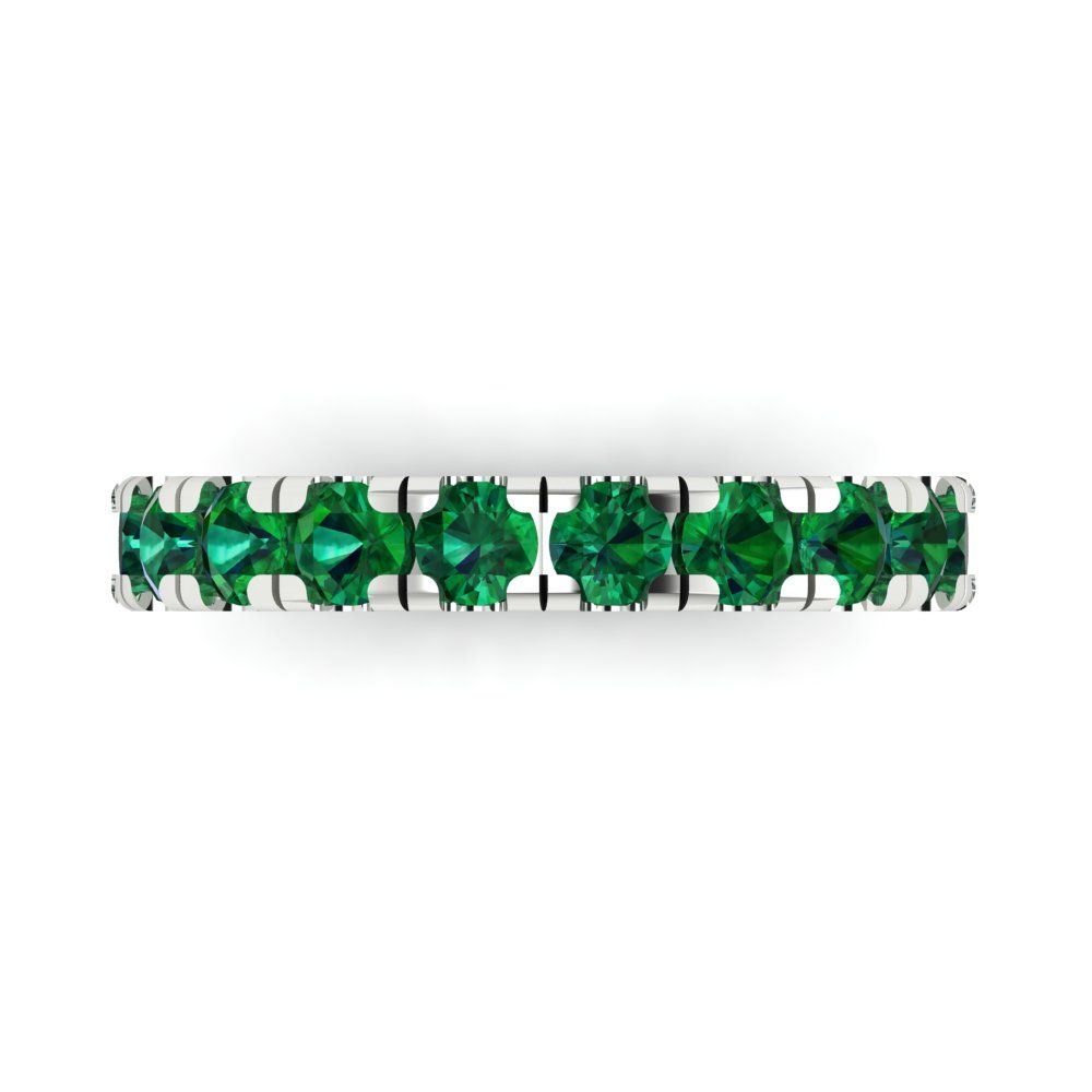 1 cttw Simulated Emerald Round Cut White Gold Eternity Wedding Band