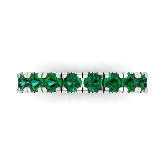 1 cttw Simulated Emerald Round Cut White Gold Eternity Wedding Band