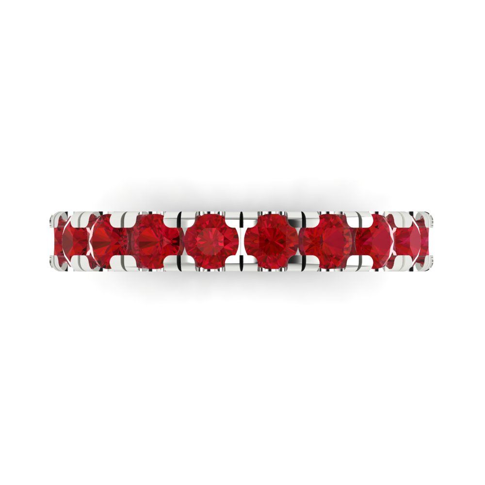 1 cttw Simulated Ruby Round Cut White Gold Eternity Wedding Band