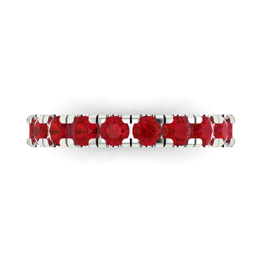 1 cttw Simulated Ruby Round Cut White Gold Eternity Wedding Band