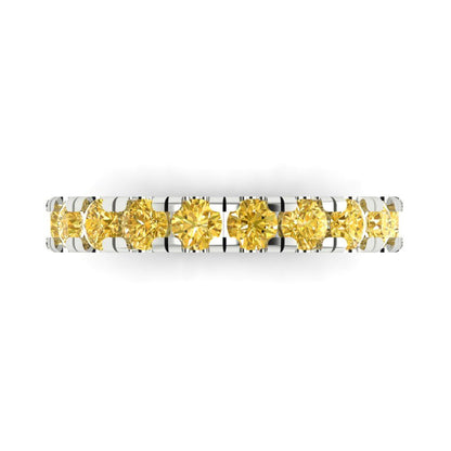 1 cttw Natural Citrine Round Cut White Gold Eternity Wedding Band