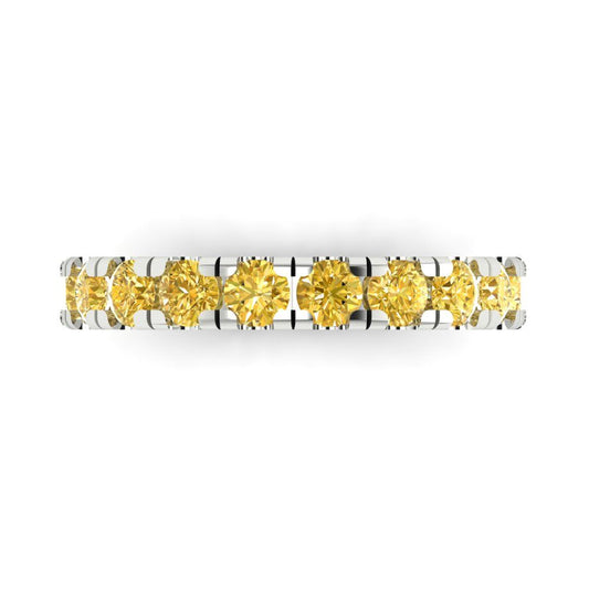 1 cttw Natural Citrine Round Cut White Gold Eternity Wedding Band