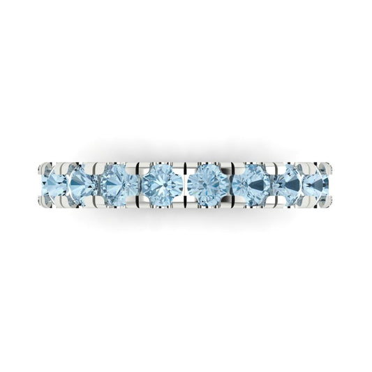 1 cttw Simulated Blue Diamond Round Cut White Gold Eternity Wedding Band
