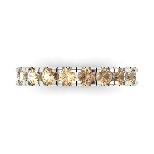 1 cttw Yellow Moissanite Round Cut White Gold Eternity Wedding Band