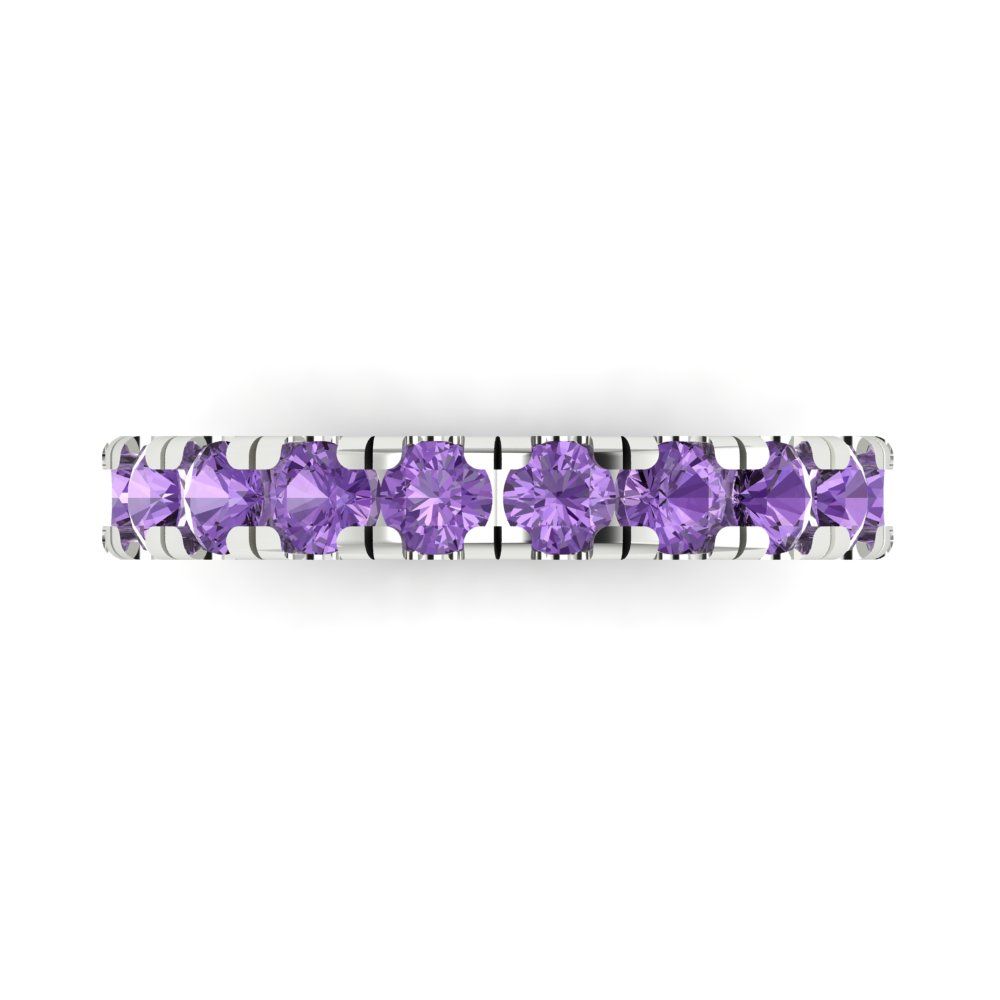 1 cttw Simulated Alexandrite Round Cut White Gold Eternity Wedding Band