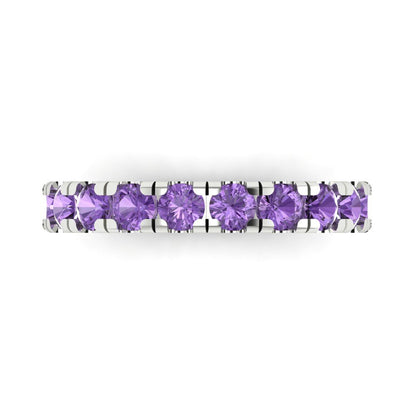1 cttw Simulated Alexandrite Round Cut White Gold Eternity Wedding Band
