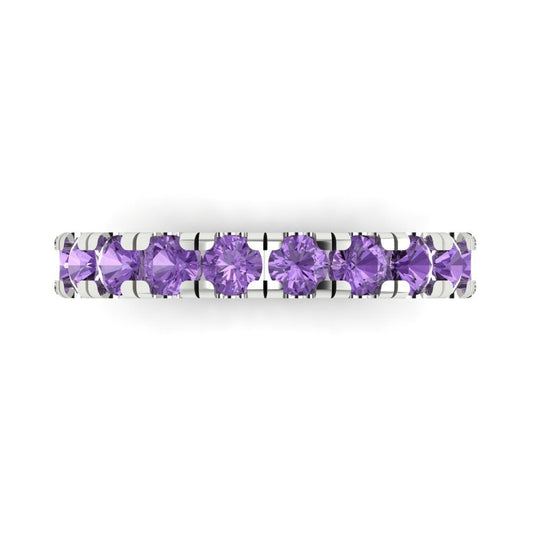 1 cttw Simulated Alexandrite Round Cut White Gold Eternity Wedding Band