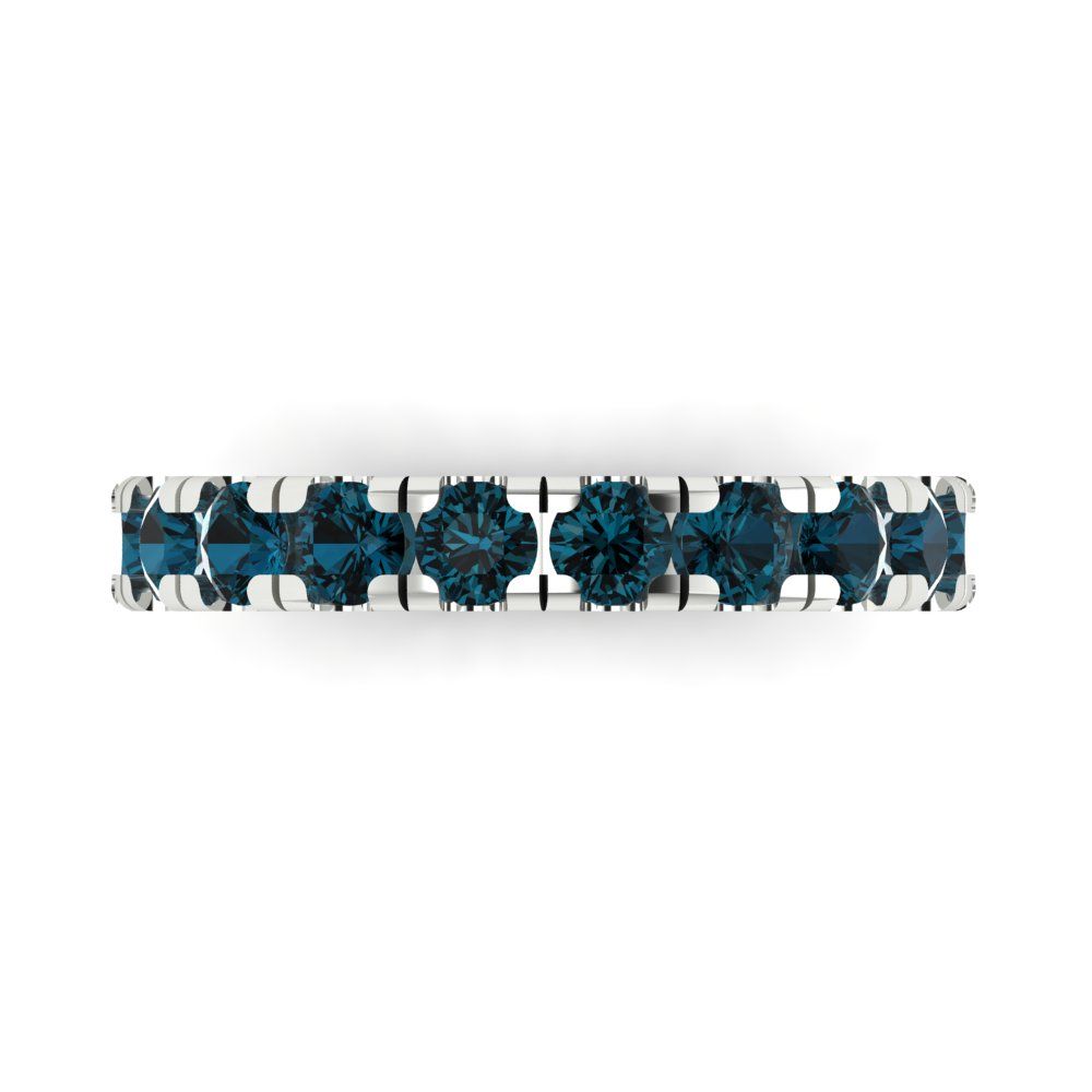 1 cttw Natural London Blue Topaz Round Cut White Gold Eternity Wedding Band