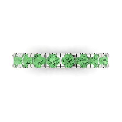 1 cttw Simulated Green Diamond Round Cut White Gold Eternity Wedding Band
