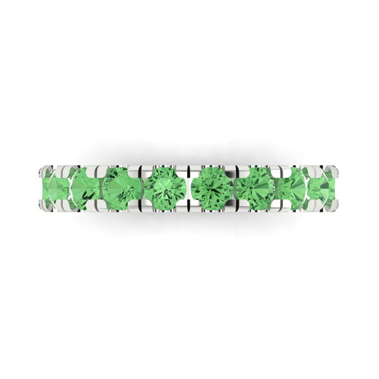 1 cttw Simulated Green Diamond Round Cut White Gold Eternity Wedding Band