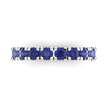 1 cttw Simulated Tanzanite Round Cut White Gold Eternity Wedding Band