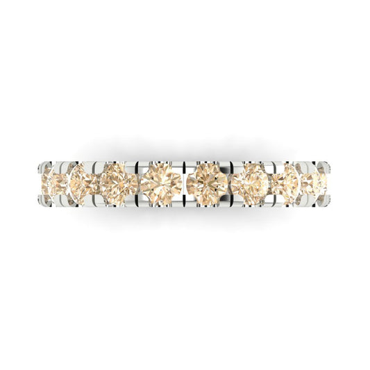 1 cttw Natural Morganite Round Cut White Gold Eternity Wedding Band