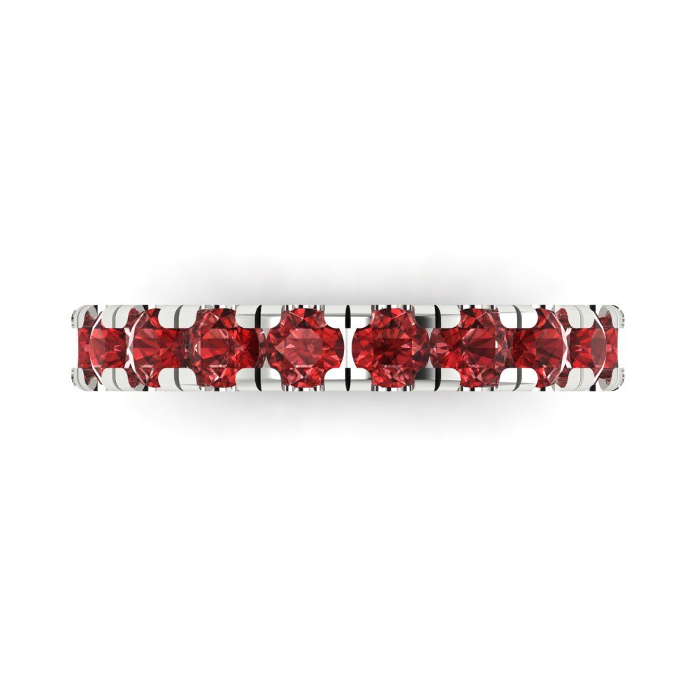 1 cttw Natural Garnet Round Cut White Gold Eternity Wedding Band