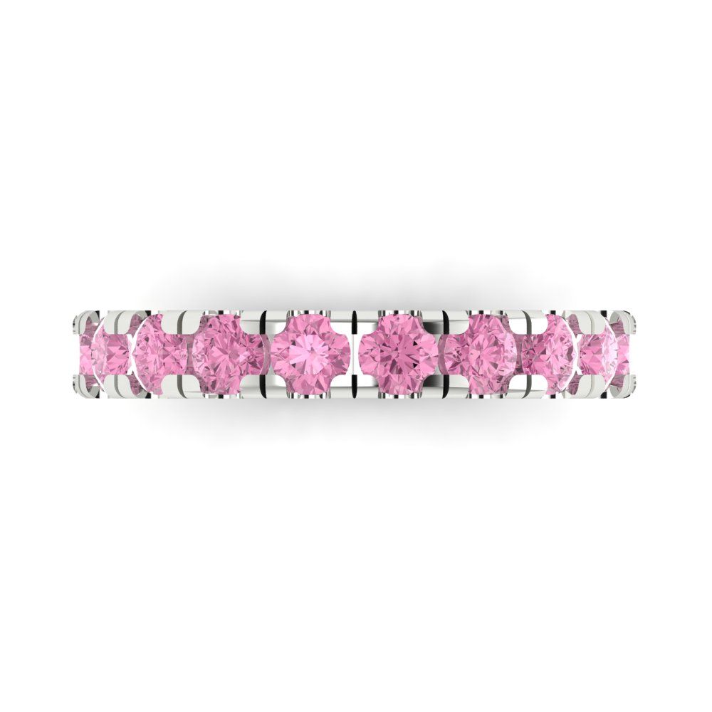 1 cttw Simulated Pink Diamond Round Cut White Gold Eternity Wedding Band