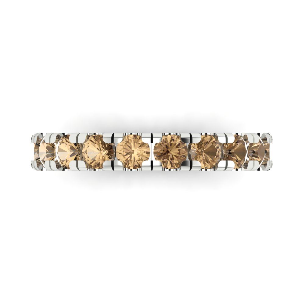 1 cttw Simulated Champagne Diamond Round Cut White Gold Eternity Wedding Band