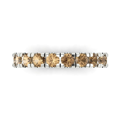 1 cttw Simulated Champagne Diamond Round Cut White Gold Eternity Wedding Band