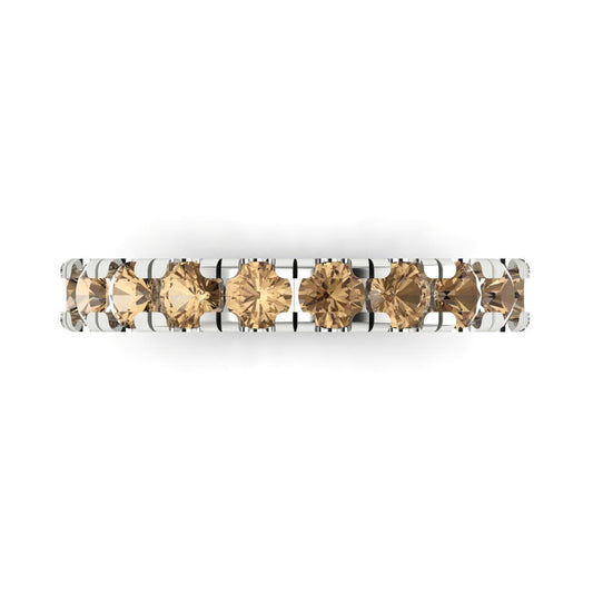 1 cttw Simulated Champagne Diamond Round Cut White Gold Eternity Wedding Band