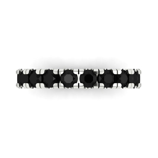 1 cttw Natural Onyx Round Cut White Gold Eternity Wedding Band