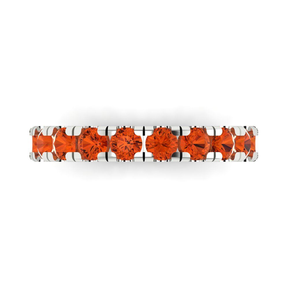 1 cttw Simulated Red Diamond Round Cut White Gold Eternity Wedding Band