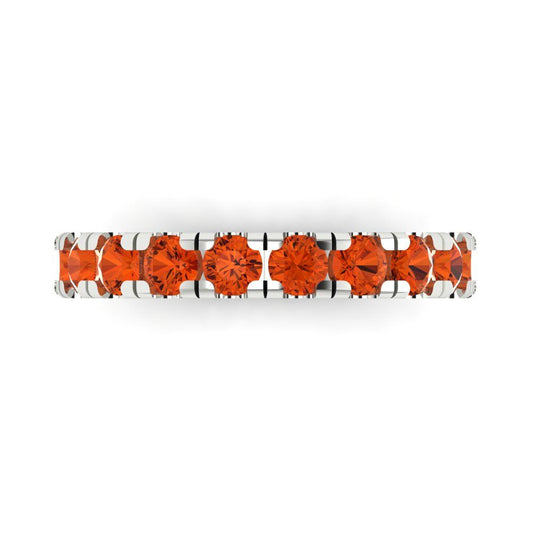 1 cttw Simulated Red Diamond Round Cut White Gold Eternity Wedding Band