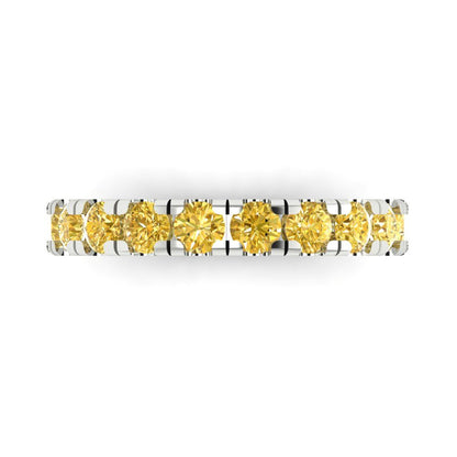 1 cttw Simulated Yellow Diamond Round Cut White Gold Eternity Wedding Band