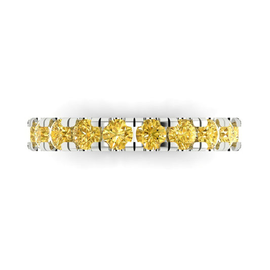 1 cttw Simulated Yellow Diamond Round Cut White Gold Eternity Wedding Band
