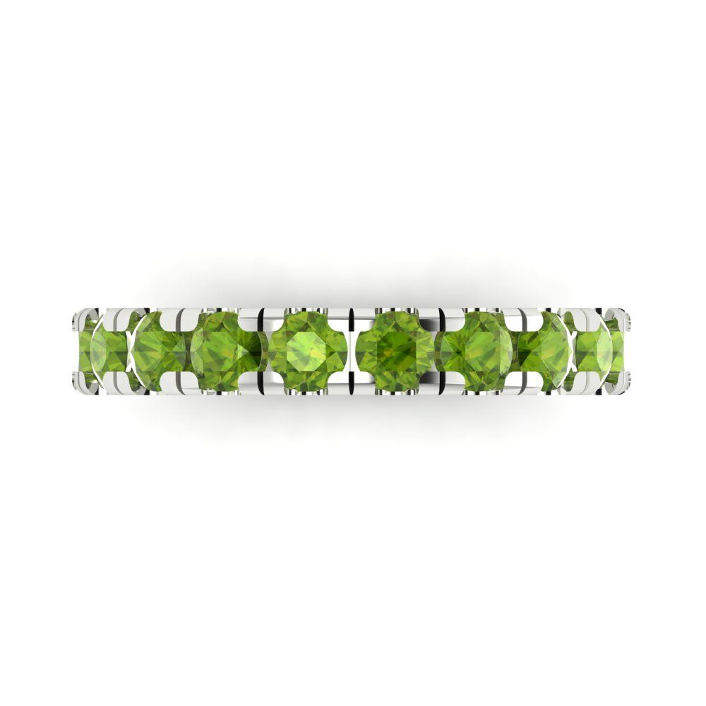 1 cttw Natural Peridot Round Cut White Gold Eternity Wedding Band