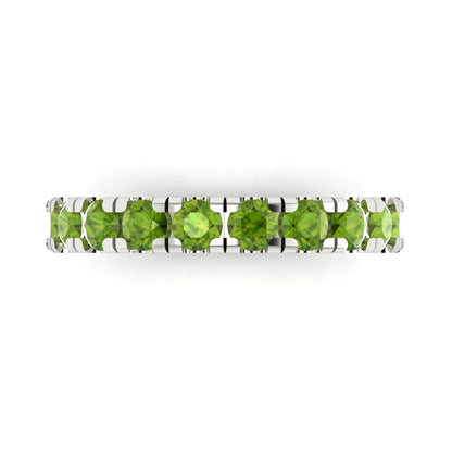 1 cttw Natural Peridot Round Cut White Gold Eternity Wedding Band