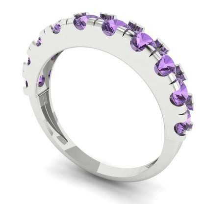 1 cttw Simulated Alexandrite Round Cut White Gold Eternity Wedding Band