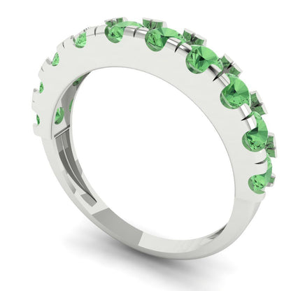 1 cttw Simulated Green Diamond Round Cut White Gold Eternity Wedding Band