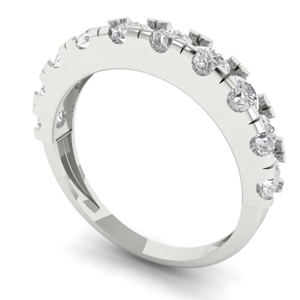 1 cttw White Sapphire Round Cut White Gold Eternity Wedding Band