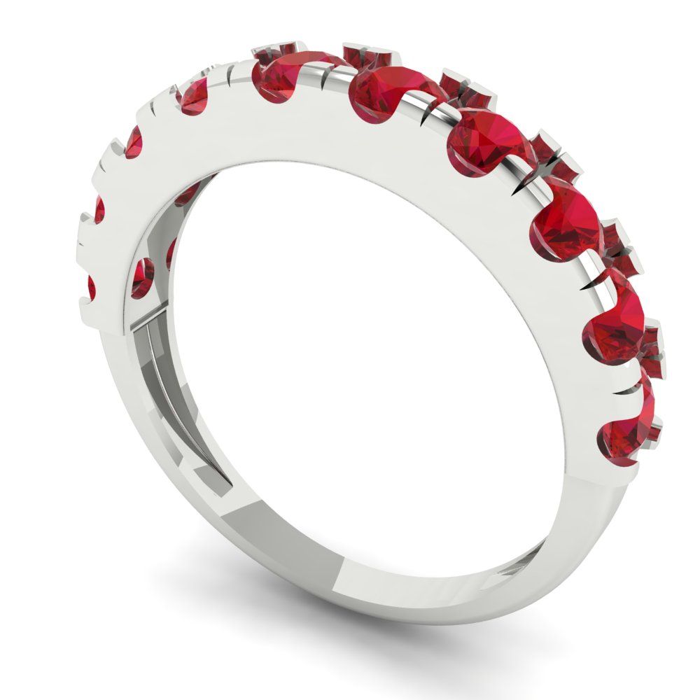 1 cttw Simulated Pink Tourmaline Round Cut White Gold Eternity Wedding Band