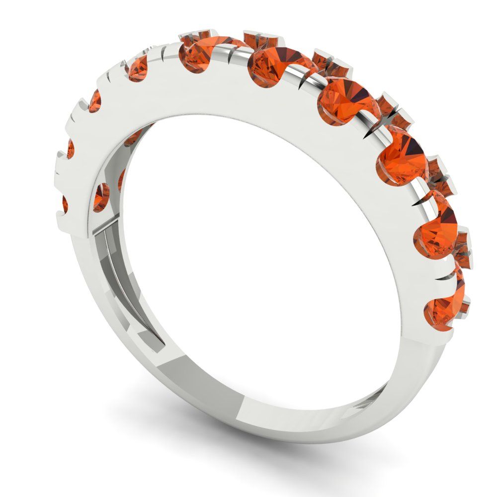 1 cttw Simulated Red Diamond Round Cut White Gold Eternity Wedding Band