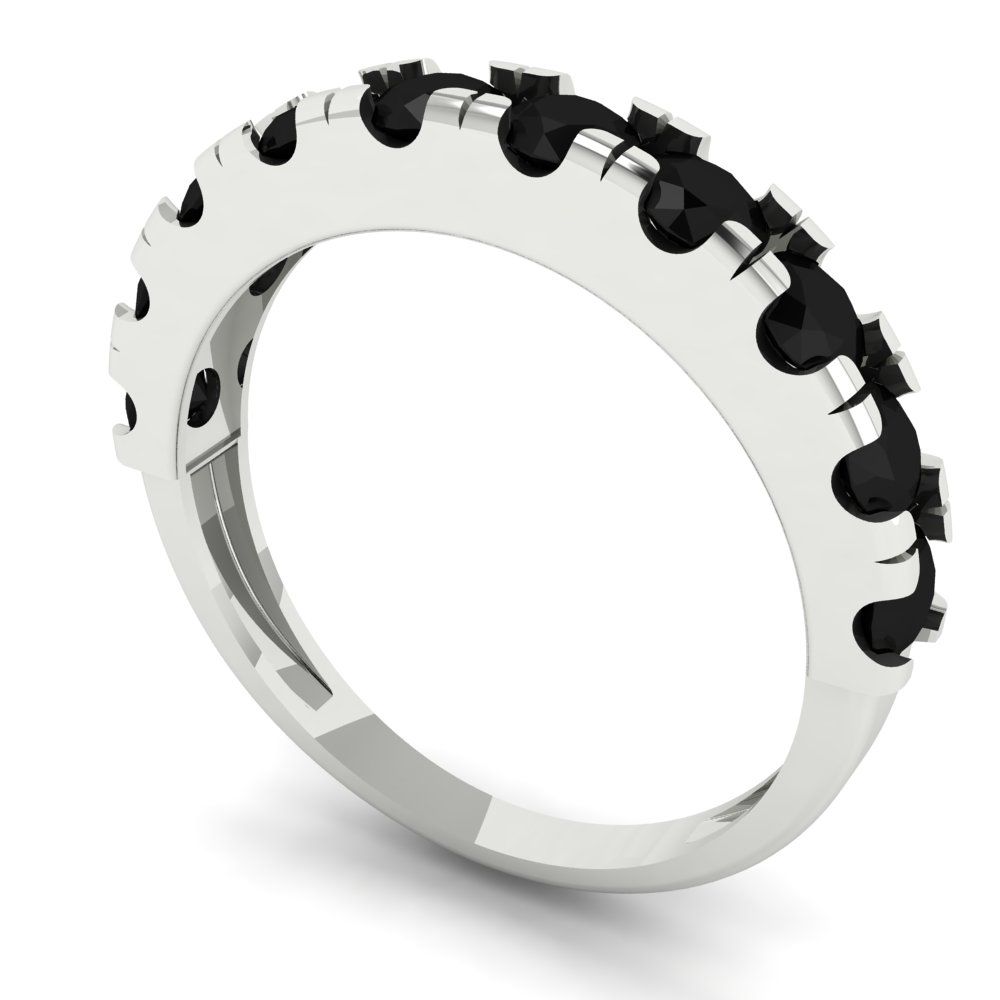 1 cttw Natural Onyx Round Cut White Gold Eternity Wedding Band