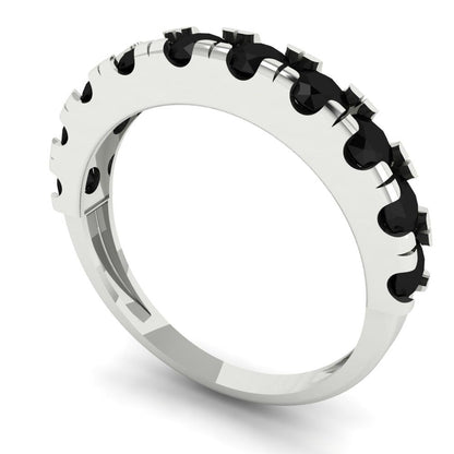 1 cttw Natural Onyx Round Cut White Gold Eternity Wedding Band