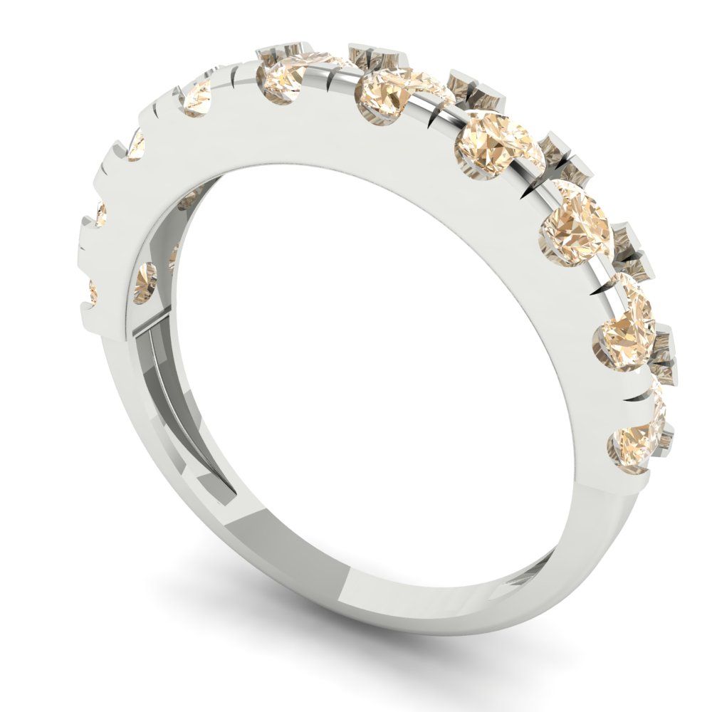 1 cttw Natural Morganite Round Cut White Gold Eternity Wedding Band