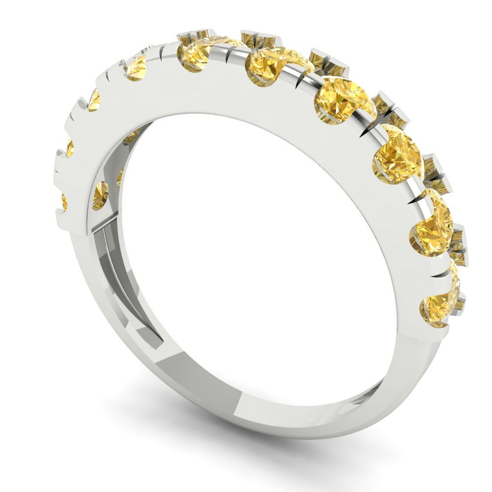 1 cttw Natural Citrine Round Cut White Gold Eternity Wedding Band