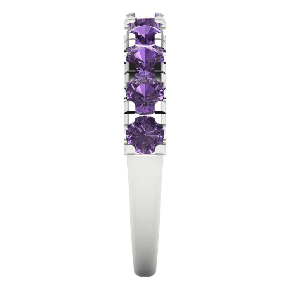 1 cttw Simulated Alexandrite Round Cut White Gold Eternity Wedding Band