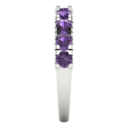 1 cttw Simulated Alexandrite Round Cut White Gold Eternity Wedding Band