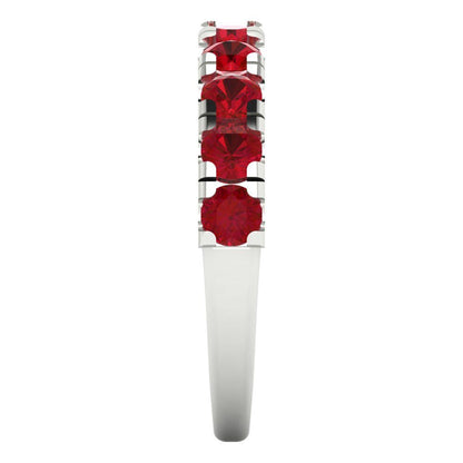 1 cttw Simulated Pink Tourmaline Round Cut White Gold Eternity Wedding Band
