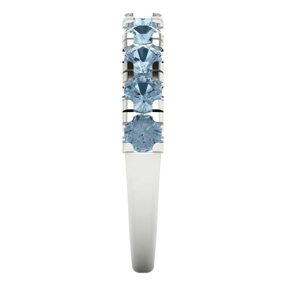 1 cttw Simulated Blue Diamond Round Cut White Gold Eternity Wedding Band