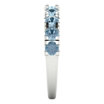 1 cttw Simulated Blue Diamond Round Cut White Gold Eternity Wedding Band