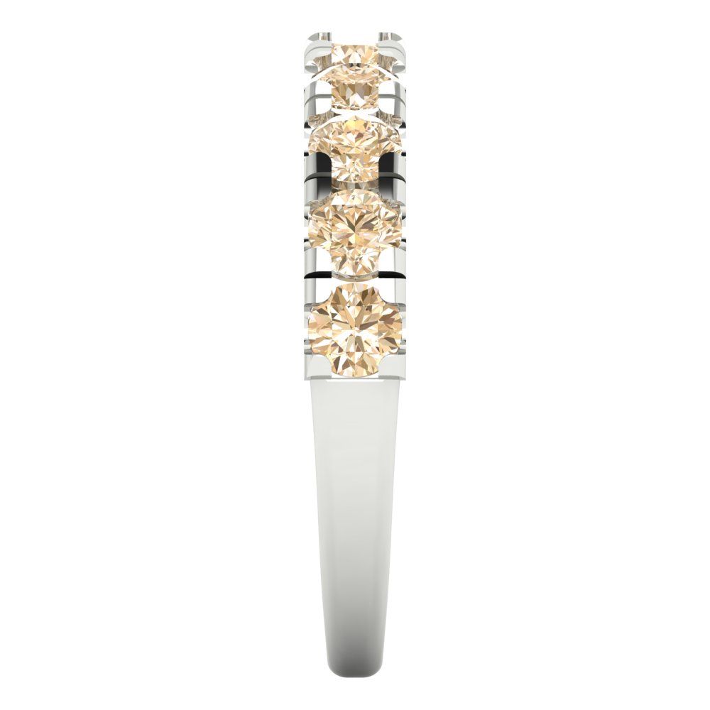 1 cttw Natural Morganite Round Cut White Gold Eternity Wedding Band