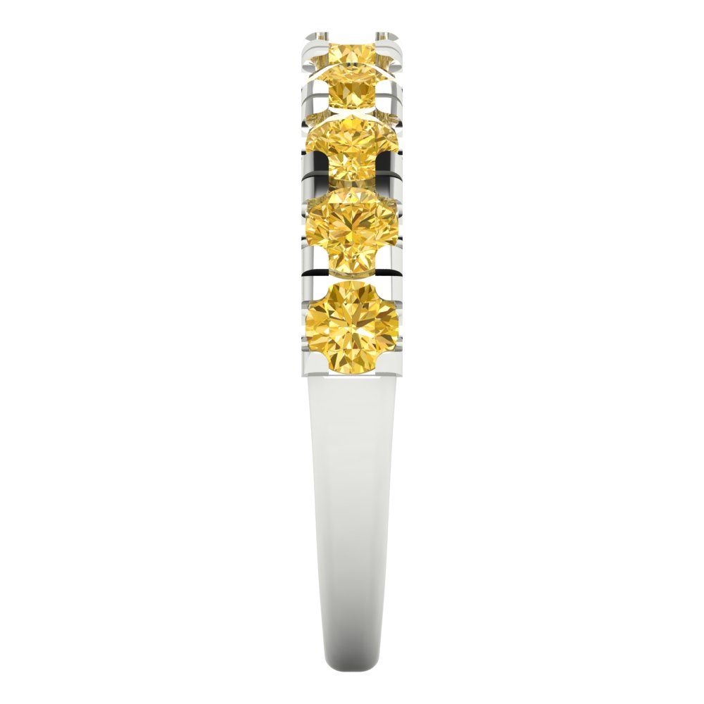 1 cttw Simulated Yellow Diamond Round Cut White Gold Eternity Wedding Band