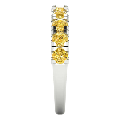 1 cttw Simulated Yellow Diamond Round Cut White Gold Eternity Wedding Band