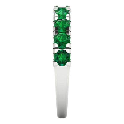 1 cttw Simulated Emerald Round Cut White Gold Eternity Wedding Band