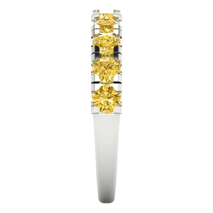 1 cttw Natural Citrine Round Cut White Gold Eternity Wedding Band